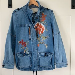Anthro Pilcro Embroidered Denim Jacket